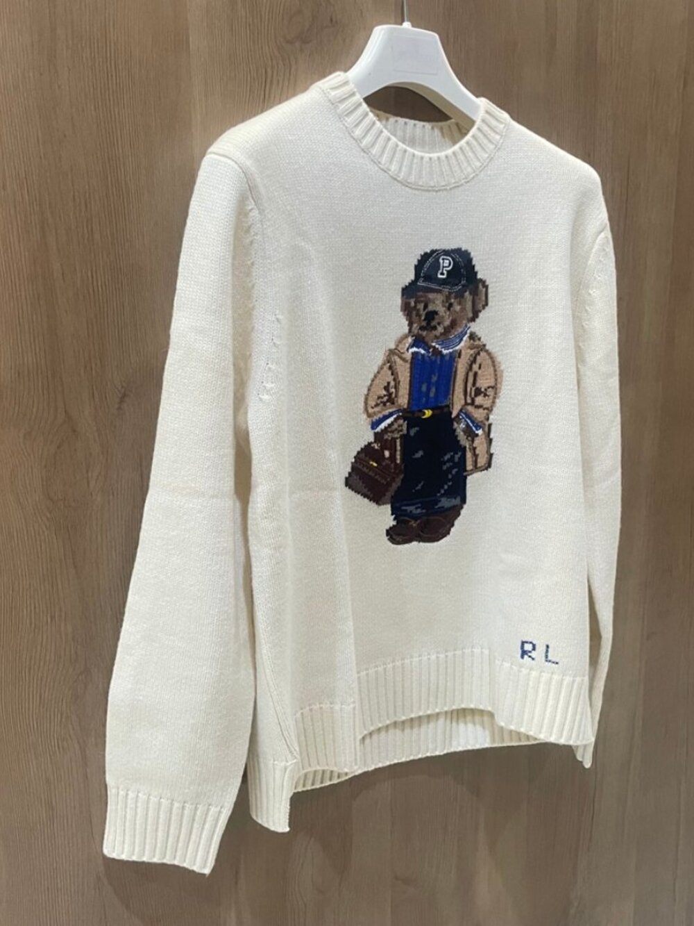 Polo Ralph Lauren Off‑White Travel Bear Knit Sweater